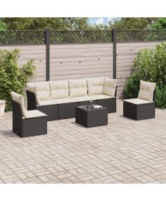 vidaXL 7-częściowy zestaw wypoczynkowy do ogrodu, z poduszkami, czarny Dārza mēbeļu komplekti