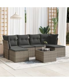 vidaXL 7-częściowy zestaw wypoczynkowy do ogrodu, z poduszkami, szary Dārza mēbeļu komplekti