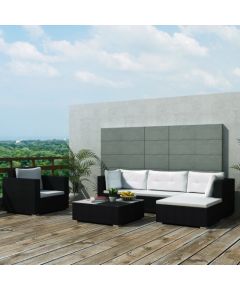 vidaXL 6-częściowy zestaw wypoczynkowy do ogrodu, poduszki, rattan PE czarny Dārza mēbeļu komplekti