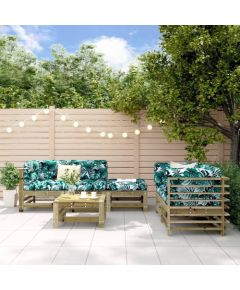 vidaXL 6-częściowy zestaw mebli ogrodowych, impregnowane drewno sosnowe Dārza mēbeļu komplekti