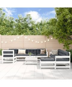 vidaXL vidaXL 10-cz. zestaw wypoczynkowy do ogrodu, biały, drewno sosnowe Dārza mēbeļu komplekti