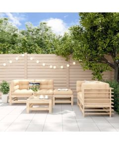 vidaXL 6-częściowy zestaw mebli wypoczynkowych do ogrodu, drewno sosnowe Dārza mēbeļu komplekti