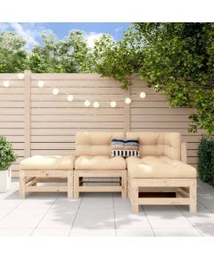 vidaXL 4-częściowy zestaw mebli ogrodowych, lite drewno sosnowe Dārza mēbeļu komplekti