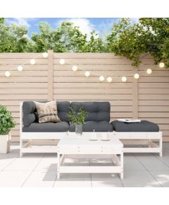 vidaXL 4 częściowy zestaw mebli ogrodowych, biały, lite drewno sosnowe Dārza mēbeļu komplekti