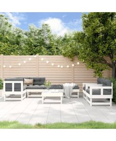 vidaXL 8- częściowy zestaw wypoczynkowy do ogrodu, biały, lite drewno sosnowe Dārza mēbeļu komplekti