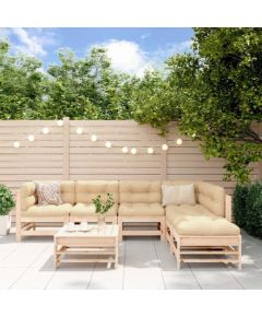 vidaXL 7- częściowy zestaw mebli ogrodowych, lite drewno sosnowe Dārza mēbeļu komplekti