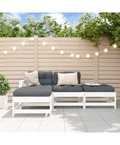 vidaXL 4- częściowy zestaw mebli ogrodowych, biały, lite drewno sosnowe Dārza mēbeļu komplekti