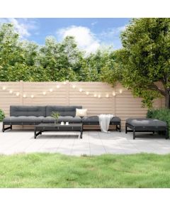 vidaXL 5 częściowy zestaw mebli ogrodowych, czarny, lite drewno sosnowe Dārza mēbeļu komplekti