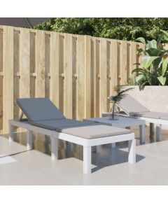 vidaXL Leżak z poduszkami biały, PP Шезлонги и пляжные стулья