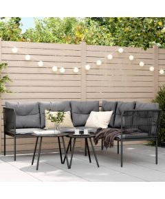 vidaXL Ogrodowy zestaw mebli z poduszkami, czarny, stal i textilene Dārza mēbeļu komplekti