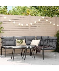 vidaXL Ogrodowy zestaw mebli z poduszkami, czarny, stal i textilene Dārza mēbeļu komplekti