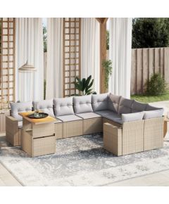 vidaXL 10-cz. zestaw mebli ogrodowych z poduszkami, beżowy, polirattan Dārza mēbeļu komplekti