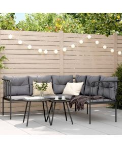 vidaXL Ogrodowy zestaw mebli z poduszkami, czarny, stal i textilene Dārza mēbeļu komplekti