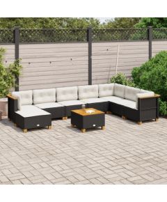 vidaXL 9-cz. zestaw wypoczynkowy do ogrodu, z poduszkami, czarny Dārza mēbeļu komplekti