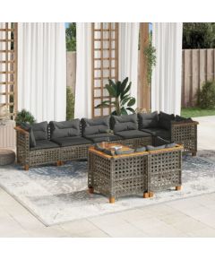 vidaXL 9-cz. zestaw mebli ogrodowych z poduszkami, szary, polirattan Dārza mēbeļu komplekti