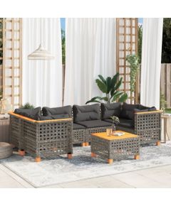 vidaXL 7-cz. zestaw wypoczynkowy do ogrodu, z poduszkami, szary Dārza mēbeļu komplekti