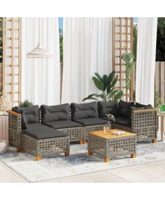 vidaXL 7-cz. zestaw wypoczynkowy do ogrodu, z poduszkami, szary Dārza mēbeļu komplekti