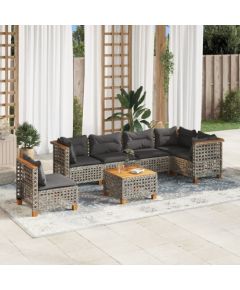 vidaXL 7-cz. zestaw wypoczynkowy do ogrodu, z poduszkami, szary Dārza mēbeļu komplekti