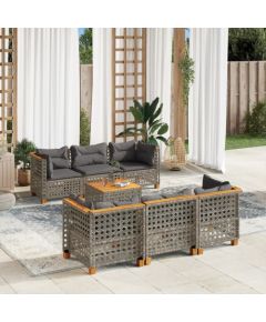 vidaXL 7-cz. zestaw wypoczynkowy do ogrodu, z poduszkami, szary Dārza mēbeļu komplekti