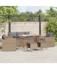 vidaXL 6-cz. zestaw mebli ogrodowych z poduszkami, beżowy, polirattan Dārza mēbeļu komplekti