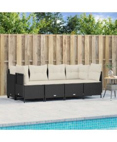 vidaXL 5-cz. zestaw wypoczynkowy do ogrodu, poduszki, czarny rattan PE Dārza mēbeļu komplekti