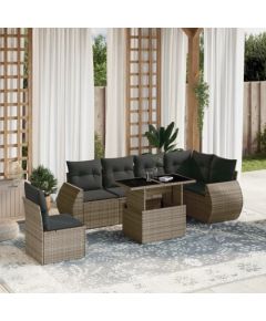 vidaXL 7-cz. zestaw wypoczynkowy do ogrodu, z poduszkami, szary Dārza mēbeļu komplekti