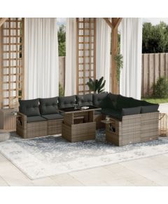 vidaXL 10-cz. zestaw wypoczynkowy do ogrodu, z poduszkami, szary Dārza mēbeļu komplekti