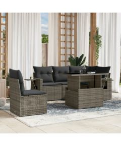 vidaXL 6-cz. zestaw mebli ogrodowych z poduszkami, szary, polirattan Dārza mēbeļu komplekti