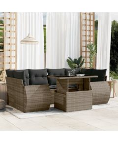 vidaXL 7-cz. zestaw wypoczynkowy do ogrodu, z poduszkami, szary Dārza mēbeļu komplekti