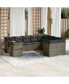 vidaXL 10-cz. zestaw wypoczynkowy do ogrodu, z poduszkami, szary Dārza mēbeļu komplekti