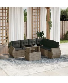 vidaXL 7-cz. zestaw wypoczynkowy do ogrodu, z poduszkami, szary Dārza mēbeļu komplekti