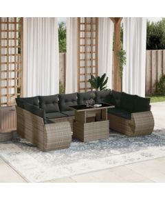 vidaXL 10-cz. zestaw wypoczynkowy do ogrodu, z poduszkami, szary Dārza mēbeļu komplekti