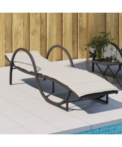 vidaXL Leżak z poduszką, czarny, 60x199x42 cm, polirattan Шезлонги и пляжные стулья