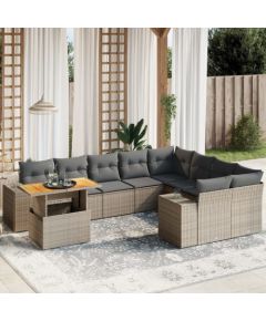 vidaXL 10-cz. zestaw wypoczynkowy do ogrodu, z poduszkami, szary Dārza mēbeļu komplekti