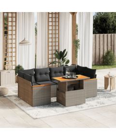 vidaXL 7-cz. zestaw wypoczynkowy do ogrodu, z poduszkami, szary Dārza mēbeļu komplekti