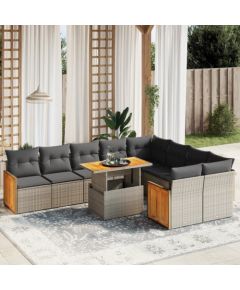 vidaXL 10-cz. zestaw wypoczynkowy do ogrodu, z poduszkami, szary Dārza mēbeļu komplekti