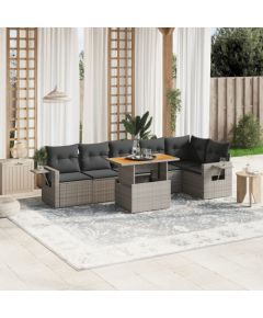 vidaXL 7-cz. zestaw wypoczynkowy do ogrodu, z poduszkami, szary Dārza mēbeļu komplekti