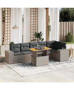 vidaXL 7-cz. zestaw wypoczynkowy do ogrodu, z poduszkami, szary Dārza mēbeļu komplekti