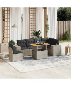 vidaXL 7-cz. zestaw wypoczynkowy do ogrodu, z poduszkami, szary Dārza mēbeļu komplekti