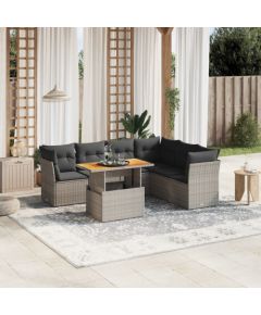 vidaXL 7-cz. zestaw wypoczynkowy do ogrodu, z poduszkami, szary Dārza mēbeļu komplekti