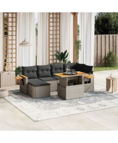 vidaXL 7-cz. zestaw wypoczynkowy do ogrodu, z poduszkami, szary Dārza mēbeļu komplekti