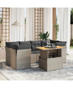 vidaXL 7-cz. zestaw wypoczynkowy do ogrodu, z poduszkami, szary Dārza mēbeļu komplekti