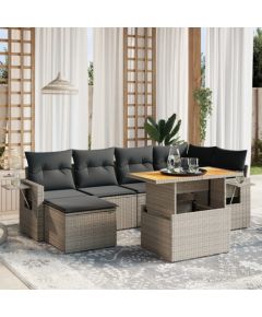 vidaXL 7-cz. zestaw wypoczynkowy do ogrodu, z poduszkami, szary Dārza mēbeļu komplekti