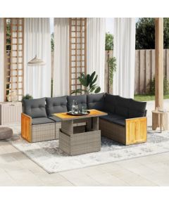 vidaXL 7-cz. zestaw wypoczynkowy do ogrodu, z poduszkami, szary Dārza mēbeļu komplekti