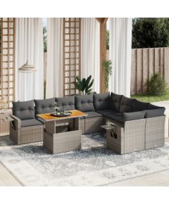 vidaXL 10-cz. zestaw wypoczynkowy do ogrodu, z poduszkami, szary Dārza mēbeļu komplekti