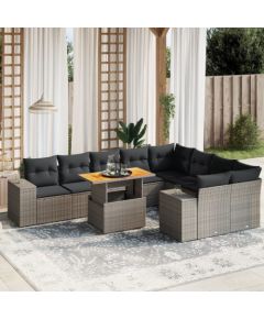 vidaXL 10-cz. zestaw wypoczynkowy do ogrodu, z poduszkami, szary Dārza mēbeļu komplekti