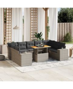 vidaXL 10-cz. zestaw wypoczynkowy do ogrodu, z poduszkami, szary Dārza mēbeļu komplekti