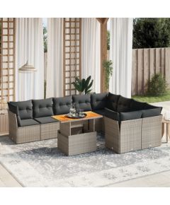 vidaXL 10-cz. zestaw wypoczynkowy do ogrodu, z poduszkami, szary Dārza mēbeļu komplekti