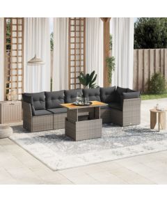 vidaXL 7-cz. zestaw wypoczynkowy do ogrodu, z poduszkami, szary Dārza mēbeļu komplekti