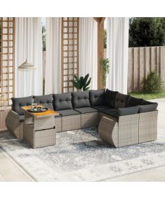 vidaXL 10-cz. zestaw wypoczynkowy do ogrodu, z poduszkami, szary Dārza mēbeļu komplekti